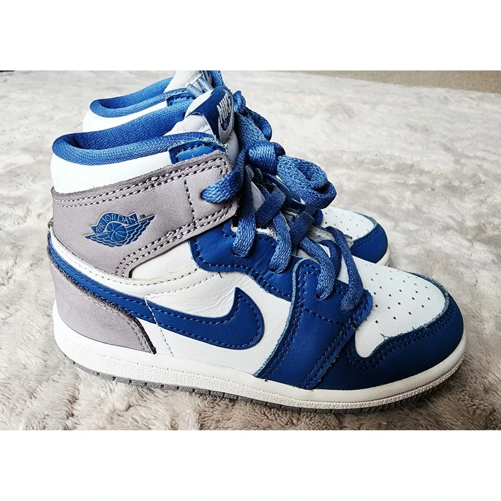 Nike Air Jordan 1 Retro High OG True Blue Toddler Shoes 9C